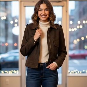 Joie Women's Brown Cropped Bomber Jacket, Size XS